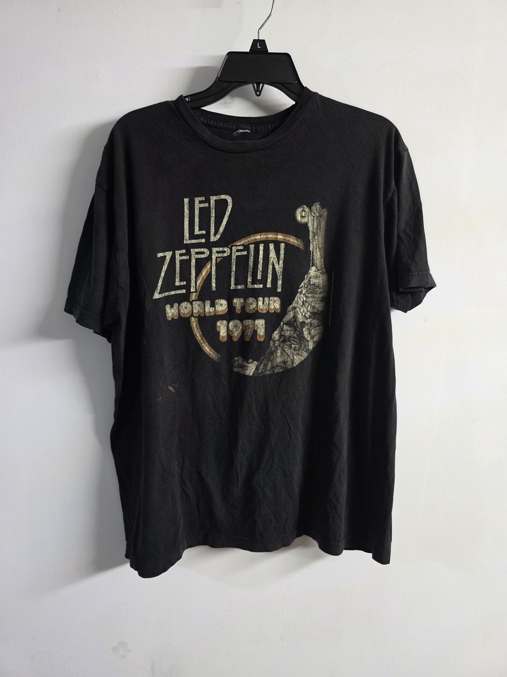 Vintage 2007 Led Zeppelin World Tour Graphic Band T-Shirt Black Rock Tee